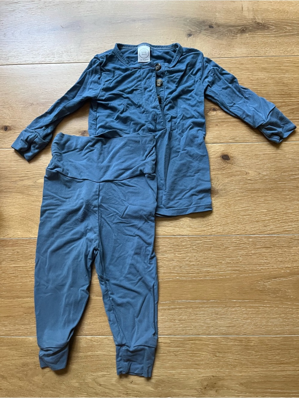 3-6mos Lou Lou & Company Slate Blue Two-Piece Pajama Set